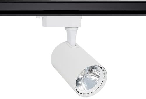 LEDKIA LIGHTING - Foco Carril LED Monofásico 30W | Iluminación COB | Luz Neutra 4000K | Eficiencia Energética | Direccionable para Espacios Versátiles, Blanco Neutro, Policarbonato