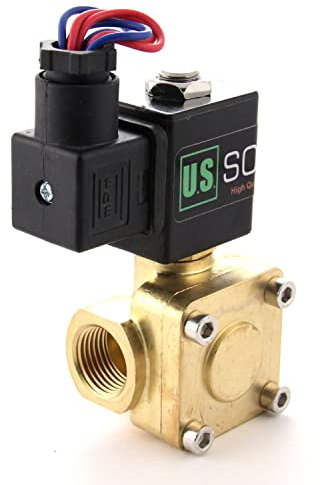 U.S. Solid 1/2 G 230V AC Messing Magnetventil 0,1-16 Bar für Wasser Luft Gas Öl, NC, VITON, Vertikal oder Horizontale Montage