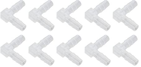 Kadimendium 10 Stücke Ellenbogen Schlauchtülle Kunststoff L Form Fitting 90 Grad Gleicher Widerhaken Adapter Schlauchverbinder Adapter für Aquarium(6mm)