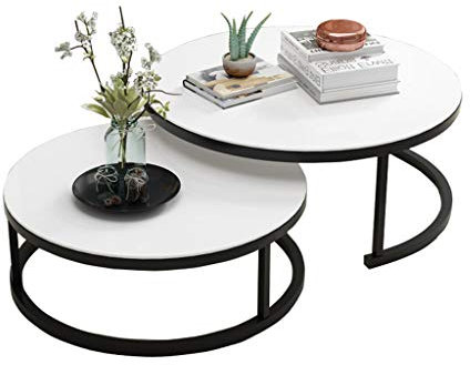 BOCbco Satz-C-Tische Für Wohnzimmer, Moderne Runde Sofatische, Beistelltische Mit Schwarzem Metallrahmen, Säulentische Aus Gehärtetem Glas