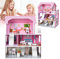 LZQ Maison de poupée en Bois à 3 étages Dollhouse Maison de poupée Maison de poupée à partir de 2 Ans pour Enfants, Filles, Cadeau, Anniversaire, 60 × 23,7 × 70 cm