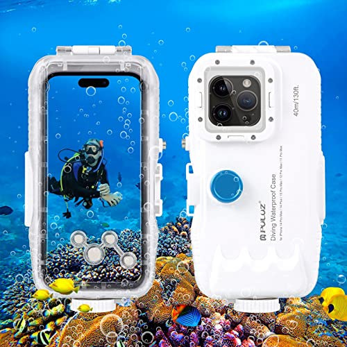 PULUZ 40m/130ft Wasserdichtes Tauchgehäuse für iPhone 15 Pro Max / 15 Plus / 14 Plus / 14 Pro Max / 13 Pro Max / 12 Pro Max / 11 Pro Max, Unterwassergehäuse Abdeckung für Surfen Schnorcheln Schwimmen