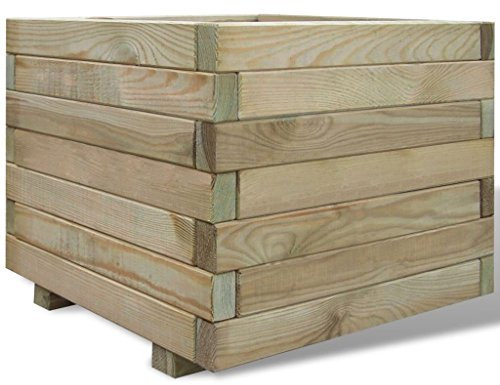 Tidyard Fioriera,Vaso,Letto Rialzato,da Giardino,per Esterno,Grande,in Legno di Pino,Impregnato,50x50x40 cm,Fioriera in Legno,Fioriera da Esterno,Fioriera in Legno,Fioriera Quadrato,Fioriera da Patio