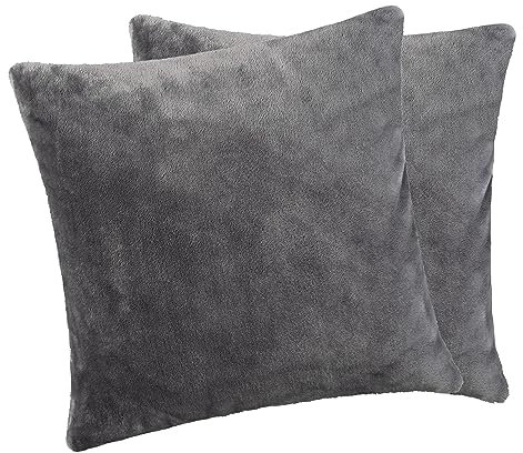 Moon - 2er Pack Kissenbezug Cashmere Feeling - Kissenhülle ca. 50x50 cm - extra schwere Qualität ca. 500g/m² - anthrazit