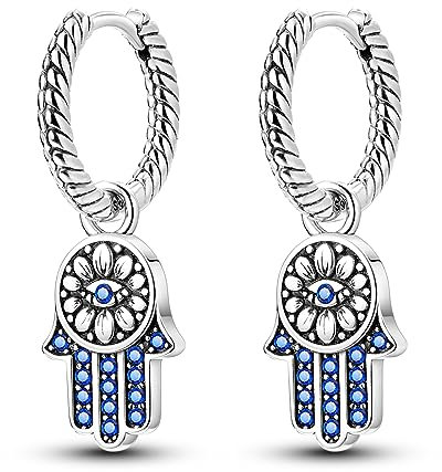 Ohrhnger aus 925er-Sterlingsilber fr Damen Creolen mit Feder Stern Sonne Mondstein Saturn-Planet Kaktus Herz mit funkelndem Zirkonia fr Damen und Mdchen, Sterling Silber, Zirkonia