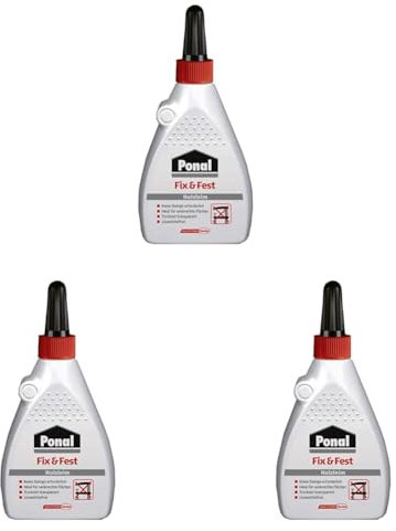 Ponal Express Holzleim, transparent und schnell trocknender Holzkleber für vielseitige Verleimungs- & Bastelarbeiten, wasserfester Leim im Eimer, 1x100g (Packung mit 3)