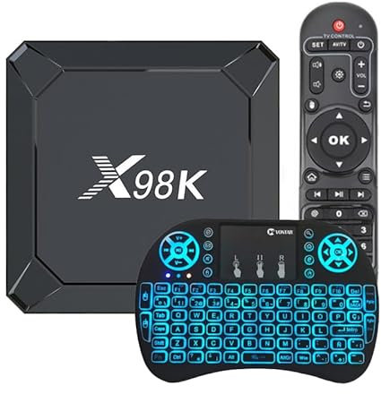 Android TV Box 13.0, X98K 4 Go De RAM 32 Go De ROM avec Processeur Quad-Core RK3528, Prise en Charge 4K 3D 2.4G/5G Dual WiFi 10/100M BT 4.0 avec Mini Clavier sans Fil,4gb+32gb