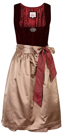 MarJo Damen Dirndl Fenja Bordeaux/weiß/Hellbeige 36