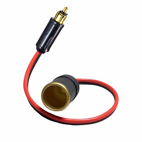 L51C Europäischer DIN-Stecker auf Zigarettenanzünder Adapter – 12V/24V wasserdichter DIN-Adapter für Auto, Motorrad, LKW, Boot, Wohnmobil – DIN-Buchse auf Standard Zigarettenanzünder – 0,4m Kabel