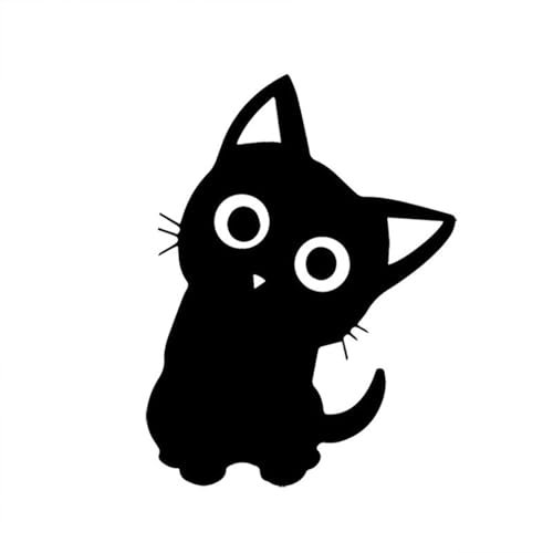 Schwarzer Katzen Autoaufkleber, Cartoon Kopf neigende Katze Aufkleber, süßer Katzenaufkleber, wasserdicht, UV-beständig und farbecht, geeignet für Autos, Motorräder, Laptops(1Stück,10.5cm*16cm)