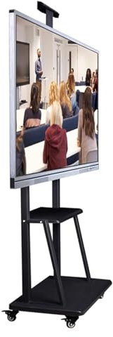 SaryEdge Rolling tv Stand, Portable tv Stand on Wheels, Floor TV Stand for 40-75 Inch TV, Universal Mobile TV Stand with Wheels and Storage, Black Rolling TV Cart Adjustabl(