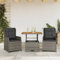 IKAYAA Gartenmöbel Set 2 Verstellbare Hochlehner Stühlen mit Tisch Garten sitzgruppe 2 Personen Gartenmöbel Set Rattan 2 Personen Rattan sitzgruppe-Grau-3-tlg