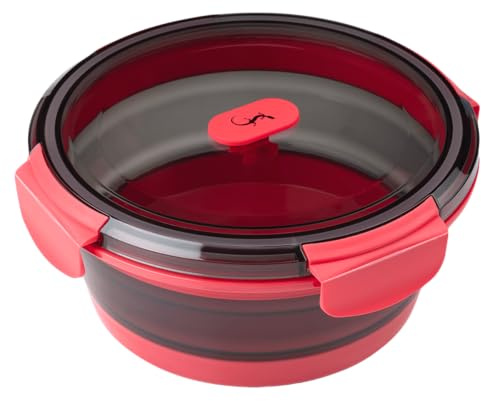 Lurch Frischhaltebox Silikon 800 ml rund Frozen Pink – Faltbar und Auslaufsicher - Lunchbox für unterwegs