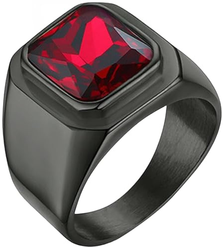 Jpltlvy Titan Stahl Rot Zirkonia Trendiger Ring Unikat Intarsien Schmuck Unisex Minimalistisch Alltag Geschenk Besondere Anlässe