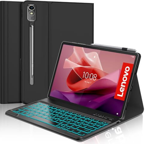 JADEMALL Tastiera per Lenovo Tab P12 12.7, Custodia con Tastiera per Lenovo Tab P12 12.7 2023, Italiana QWERTY Tastiera Retroilluminata Wireless Bluetooth per Lenovo Tab P12 12.7 TB-370FU, Nero