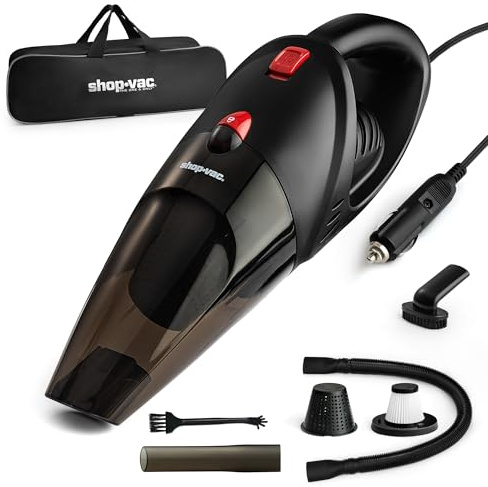 Shop-Vac Aspirateur de Voiture 12 V – Aspirateur Portable avec Aspiration puissante de 7 000 Pa, aspirateur de Voiture Filaire de 4,8 m et Sac de Rangement, Prise Allume-Cigare, pour Un Nettoyage en