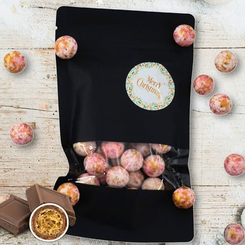 EinsSein Geschenk Weihnachten mit Crispy Schokokugeln weiss-rosa-gold | Süßigkeiten Weihnachten 100g | Nikolaus Geschenk | Kleinigkeiten für Kollegen Freunde Nachbarn | Schokolade zum Advent |