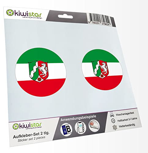 KIWISTAR - 2X Kennzeichenaufkleber - Nordrhein-Westfalen - Kennzeichen Aufkleber Sticker Nummernschild Land Country Nation