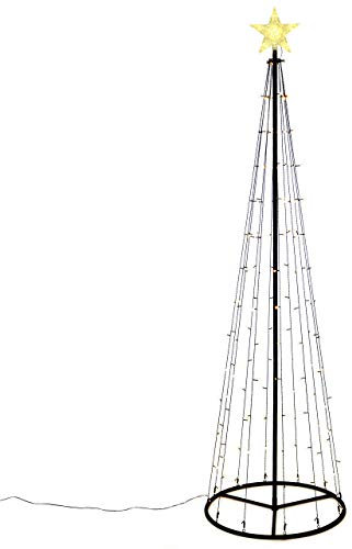 140 LED warm weiß Lichtpyramide mit Leucht-Stern Lichterbaum 240 cm Baum mit Stern Trafo Weihnachtsbaum Weihnachtsdeko Außen Leuchtbaum