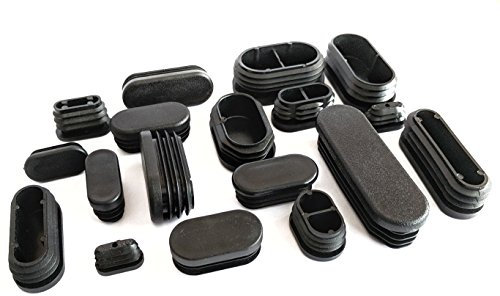 Oval Oblong Tube Insert Plugs Push Fit Pipe Blanking End Caps Made in Germany, Size 20x10mm - Pack of 4 (Before Purchasing This Size, Please See 2nd Image for Dimensions)