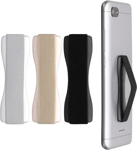 CLM-Tech Smartphone Fingerhalter 3er Set Einhandbedienung, 3 x Handy Halterung, Handygriff selbstklebend, Fingerhalterung Handy Silber Gold Schwarz