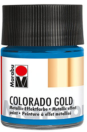 Marabu 12640005792 - Metallic Effektfarbe, Colorado Gold metallic petrol 50 ml, auf Wasserbasis, lichtecht, wetterfest, schnell trocknend, zum Pinseln und Tupfen auf saugenden Untergründen