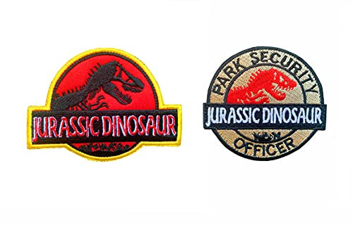 Antrix Aufnäher für Dinosaurier, Park, Sicherheitsbeamte, Emblem, Klettverschluss, taktisches Abzeichen für Rucksäcke, Kappen, Hüte, Taschen, Kleidung, Hundegeschirr, Weste, Durchmesser: 8 cm, 2 Stück