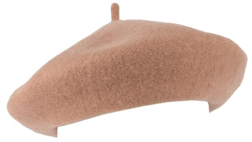 ZAKIRA Einfarbige Baskenmütze aus Wolle für Damen und Herren (Beige)