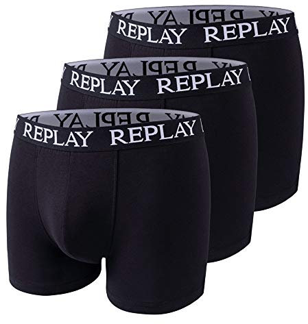 Replay Herren Boxershorts 3er-Set, Black N011 (Schwarz), M