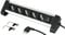 Electraline 61906 Multipresa Corpo in Alluminio con 5 Posti Polivalenti, Schuko + 10/16 A, 2 Supporti per Fissaggio alla Scrivania, Spina Piccola 10 A, Nero/Argento