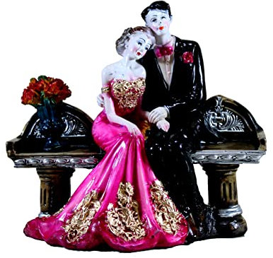 ESPLANADE Sitzendes Paar Idol Statue | Paar mit Blumen Murti Idol Statue Skulptur (17,1 cm) | Heimdekoration