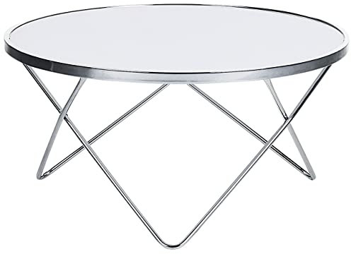 Designer Beistelltisch rund weiß/Silber Meridian