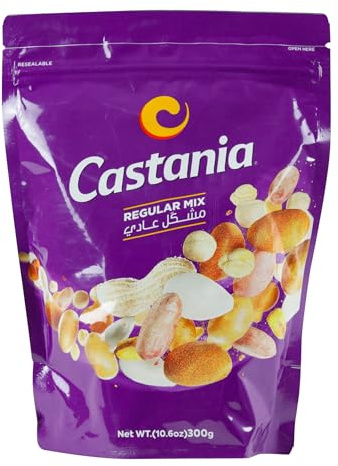 Castania Lebanese Mixed Nuts, Regular Mix with Peanuts, Pumpkin Seeds, Corn, and Chickpeas, 10.6oz