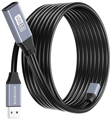 BlueRigger USB 3.0 Extension Cable (10M, Active, 5 Gbps, In-Wall CL3 Rated, Type A Male to Female Adapter Cord, USB-A EXT) - Long USB Repeater Extender for VR, Printer, Hard Drive, Keyboard, Xbox