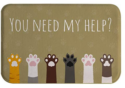 A.Monamour rutschfest Saugfähig Waschbar Badematte Katzenpfoten des Cartoonhundes Katzen Tierliebhaber Weich Flanell Badezimmerteppich Badteppich Badvorleger Badewanne Dusche Duschvorleger