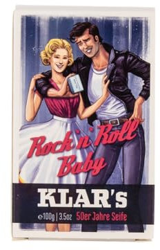 Klar Seifen 50er Retro Seife Rock'n'Roll 100g, Cosmos zertifiziert, palmölfrei, geeignet für normale Haut, 11156