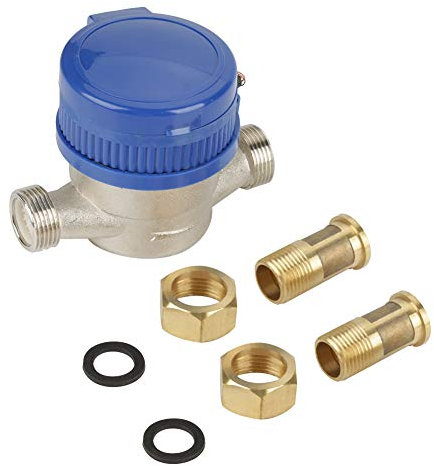 15mm 1/2 Pouces Compteur d'eau Froide 1.5 débitmètre d'eau de débit Nominal avec raccords pour Jardin extérieur Usage Domestique Joint sous Vide