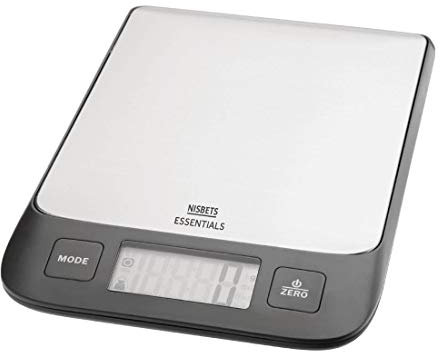 Nisbets Essentials Electronic Scale in Black and Silver Plastic with Stainless Steel Plate & Large Digital Display - L220 x W150 x H20 mm - up to 5 kg