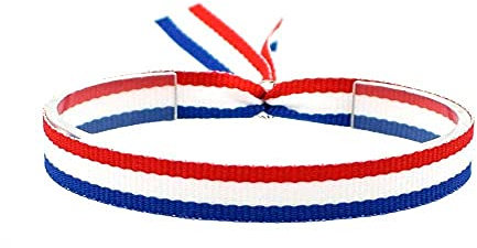 BDM Homme Tissu Bracelet et Femme avec Le Drapeau de la France, Rouge et Bleu Blanc, idéal pour Le Football.