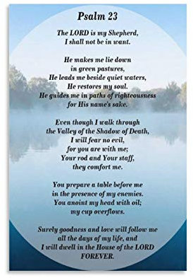 Leinwand-Wandkunst, abstrakte Leinwand-Wanddekoration, Psalm 23 The Lord Is My Shepherd, Bibelvers, Wandkunst für Wohnzimmer, abstrakte Leinwandkunst, moderne Bilder, Rahmen, 90x61 cm 0 cm)