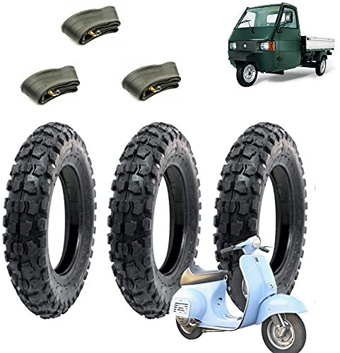 3 Reifen 3.50-10 + Kammern, gebogenes Ventil Reifen, Reifen APE Piaggio Vespa PX 125 150 200 Primavera