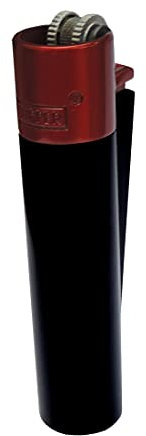 Chiques Clipper Metall Gas-Feuerzeug (Schwarz mit tiefrotem Top) mit SOFORTGRAVUR +VORSCHAU: Gravur inklusive (Gasfeuerzeug nachfüllbar)