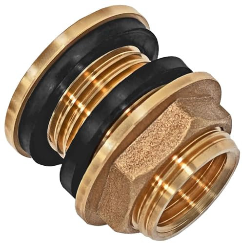 Regentonnen-Durchführung 1 Zoll Außengewinde und 3/4 Zoll Innengewinde - 1 AG x 3/4 IG Gewinde Schraub Fitting aus Messing