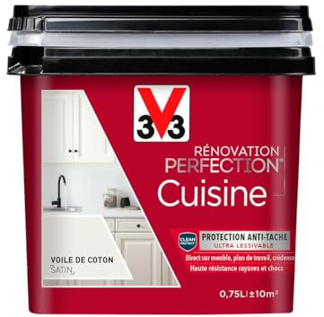 V33 Peinture de rénovation cuisine, Rénovation perfection Voile de coton satin 750ml