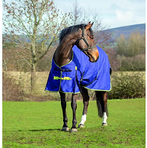 Asker 0g Lightweight 600D Standard Neck Turnout Rug 0g – Waterproof & Breathable Horse Rug with No Fill – Outdoor Rug with Cross Surcingles & Tail Flap - Navy Blue
