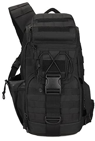 Vmokki Sling Rucksack Taktischer Schulterrucksack Molle Militär Umhängetasche Groß Wasserdicht Brusttasche 30L für Wandern Outdoor Reise (Schwarz)