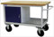 ADB 42743 Tischwagen mit 1 Schrank aus Stahlblech, Hellgrau/Hellblau, 840 mm x 1300 mm x 600 mm