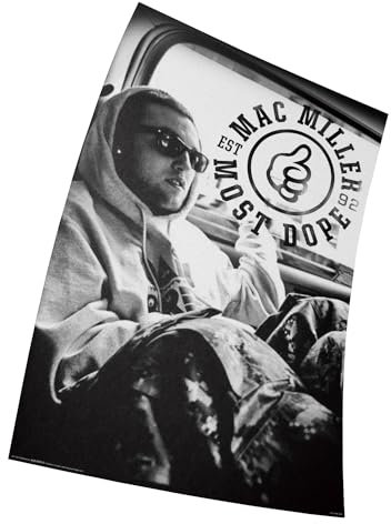 Mac Miller Black and White Poster Größe 15 x 23(38 x 58 cm) Dekorative Rahmenloses Kunst Geschenk