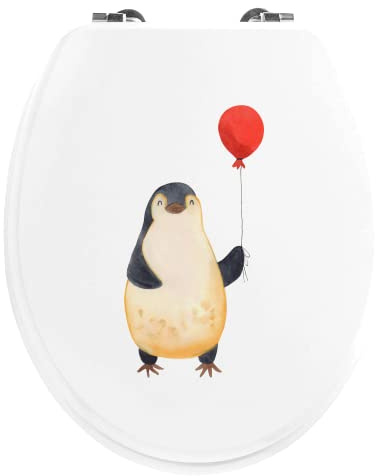 Mr. & Mrs. Panda Motiv WC Sitz Pinguin Luftballon - Geschenk, Klobrille, Kirmes, Toilette, Klodeckel, Glück, Liebe, WC-Sitz, Toilettendeckel,