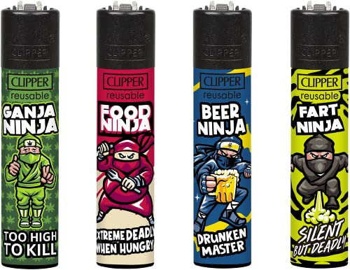 Clipper Feuerzeug 4er Set: (Ninjas)